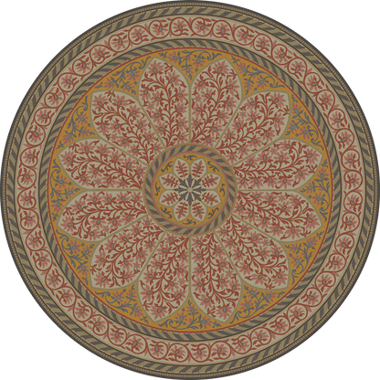 Vintage Vinyl Rug - Estate Tracery - Tea Rose Room