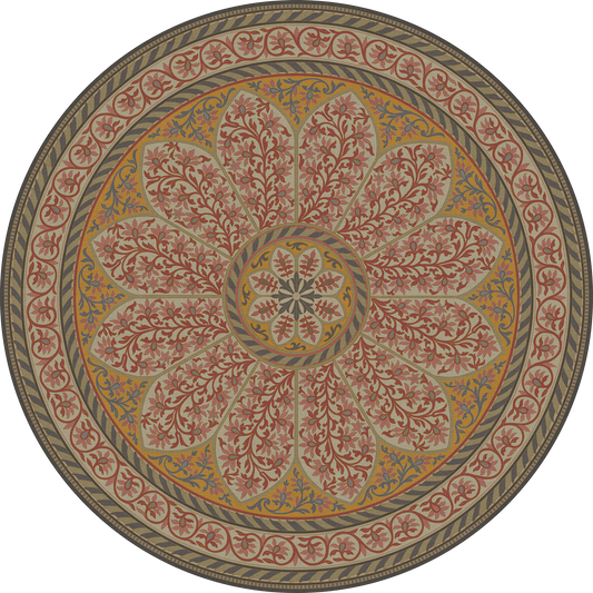 Vintage Vinyl Rug - Estate Tracery - Tea Rose Room