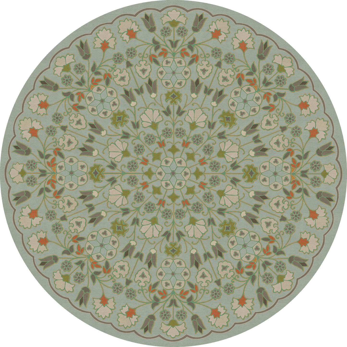Vintage Vinyl Rug - Arabesque Bloom - Aqua Verdure