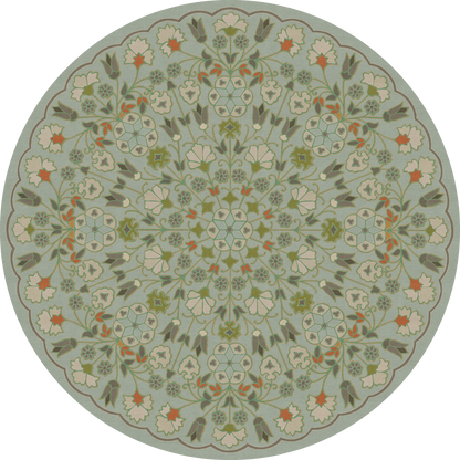 Vintage Vinyl Rug - Arabesque Bloom - Aqua Verdure