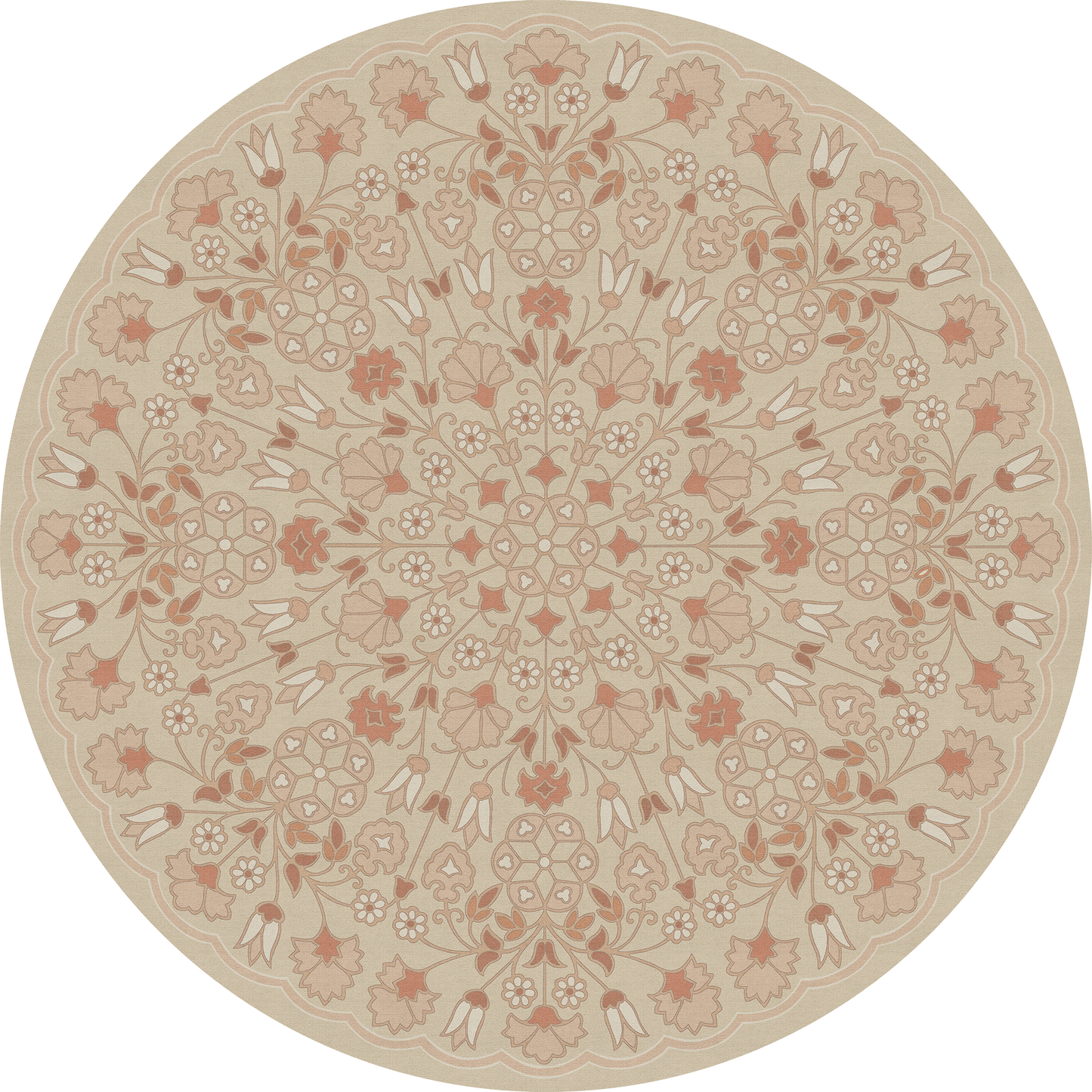 Vintage Vinyl Rug - Arabesque Bloom - Blush Parchment