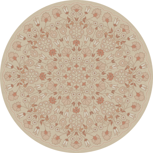 Vintage Vinyl Rug - Arabesque Bloom - Blush Parchment