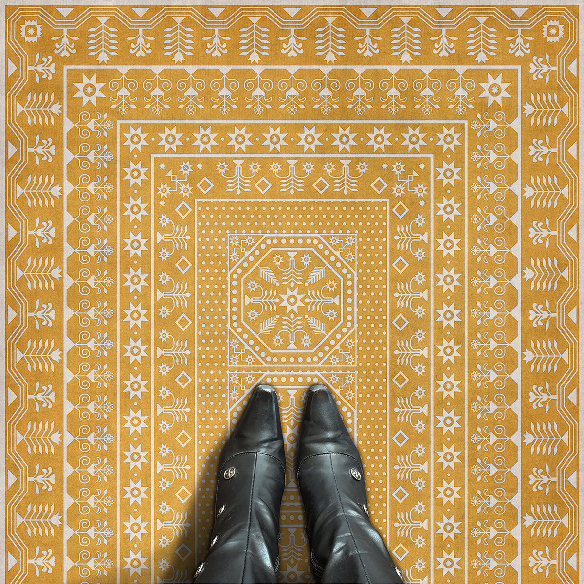 Vintage Vinyl Rug - Embroidery - Noonday Dreams