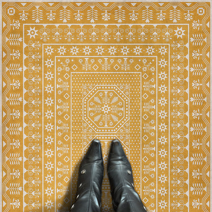Vintage Vinyl Rug - Embroidery - Noonday Dreams