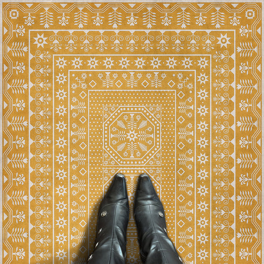 Vintage Vinyl Rug - Embroidery - Noonday Dreams