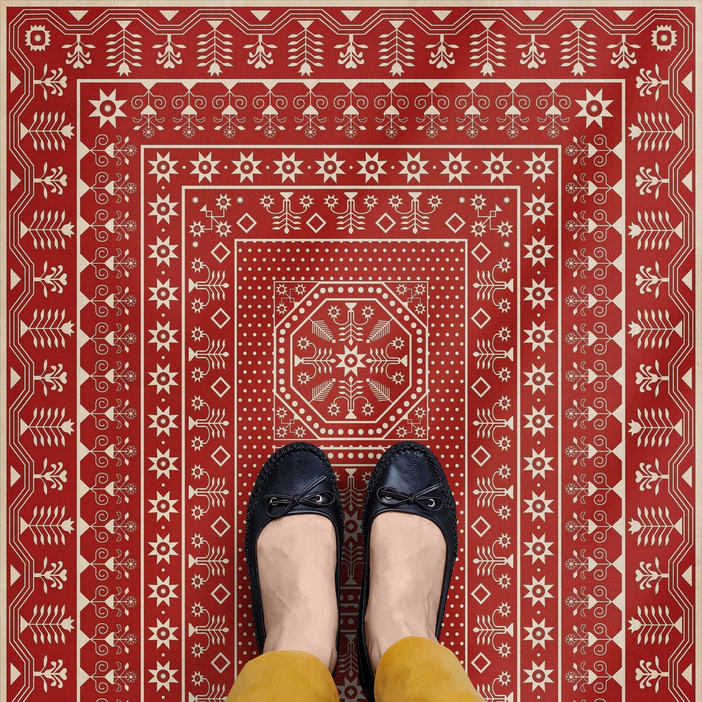 Vintage Vinyl Rug - Embroidery - The Sanguine Sunrise