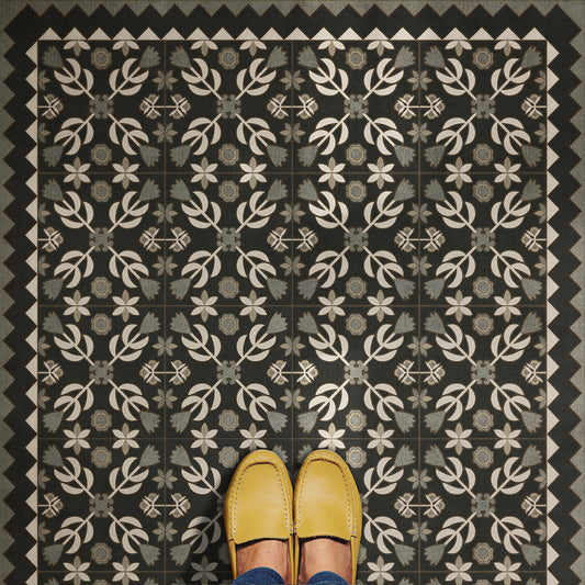 Vintage Vinyl Rug - Floral Quilt - Awake at Night