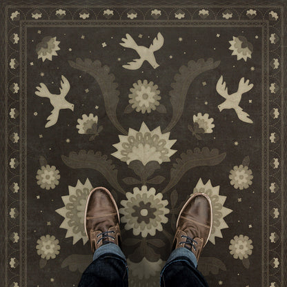 Vintage Vinyl Rug - Applique - Stitches of the Hours