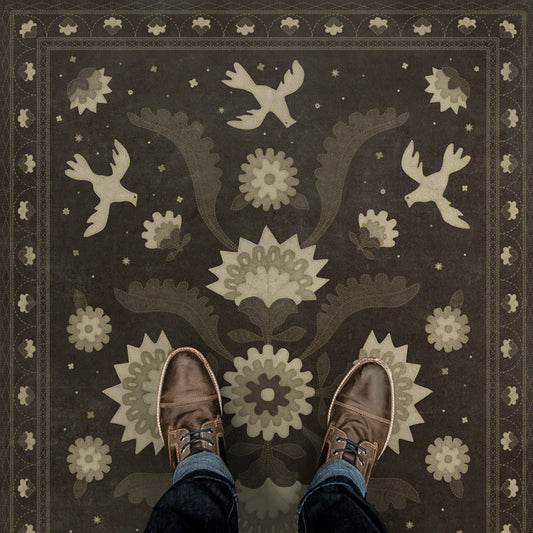 Vintage Vinyl Rug - Applique - Stitches of the Hours
