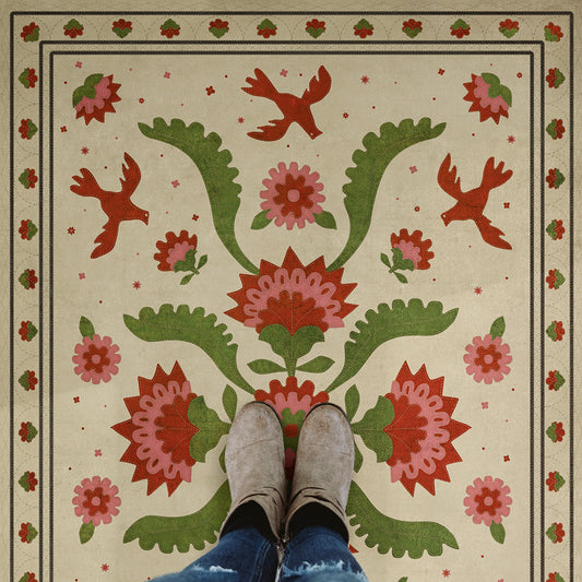 Vintage Vinyl Rug - Applique - The Frolic