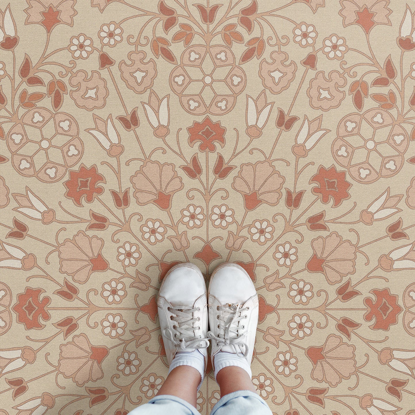 Vintage Vinyl Rug - Arabesque Bloom