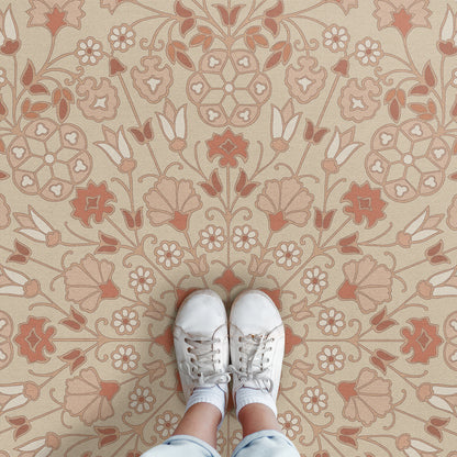 Vintage Vinyl Rug - Arabesque Bloom