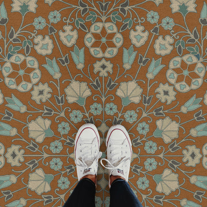 Vintage Vinyl Rug - Arabesque Bloom