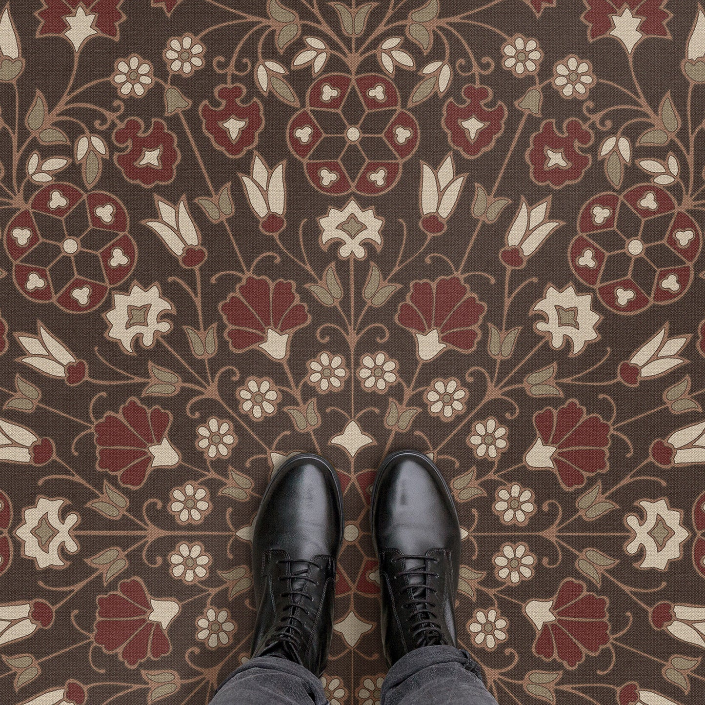 Vintage Vinyl Rug - Arabesque Bloom
