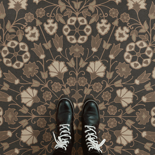 Vintage Vinyl Rug - Arabesque Bloom - Earth and Ember