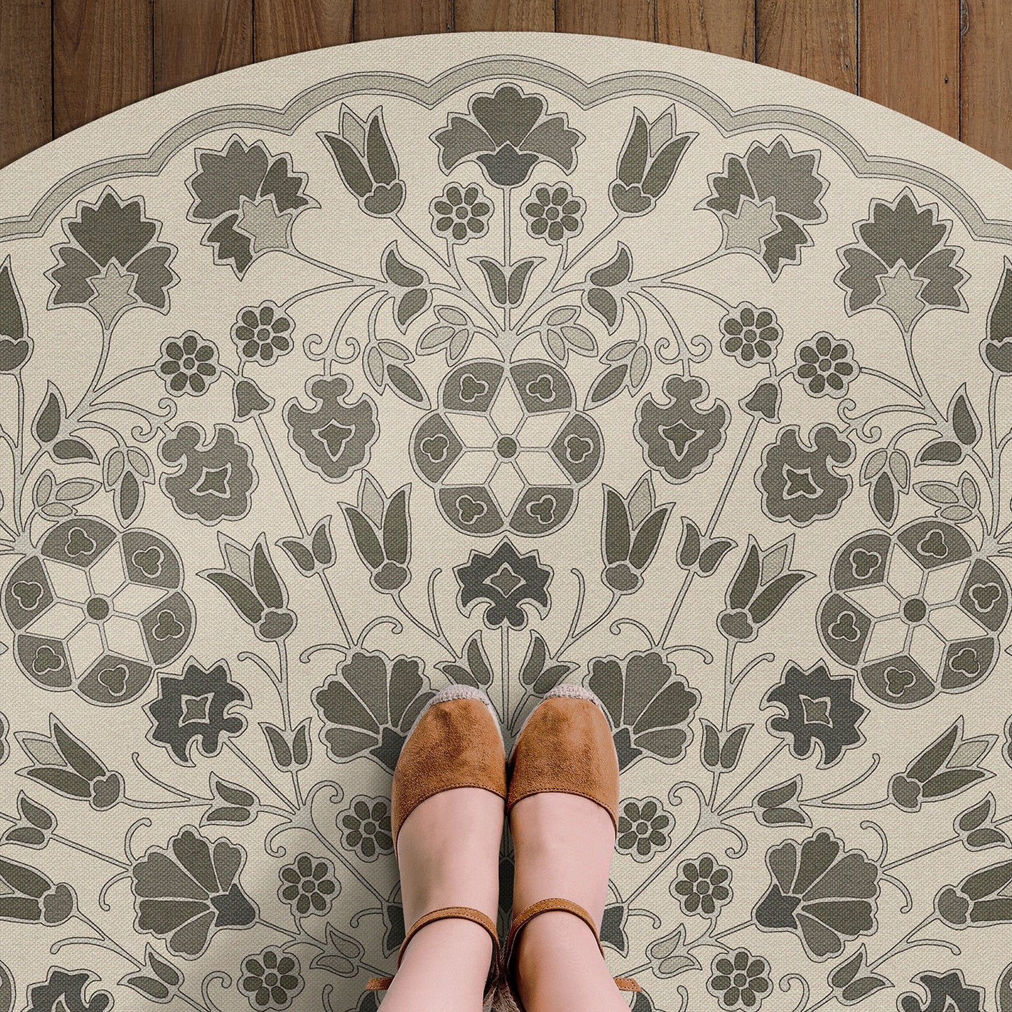 Vintage Vinyl Rug - Arabesque Bloom