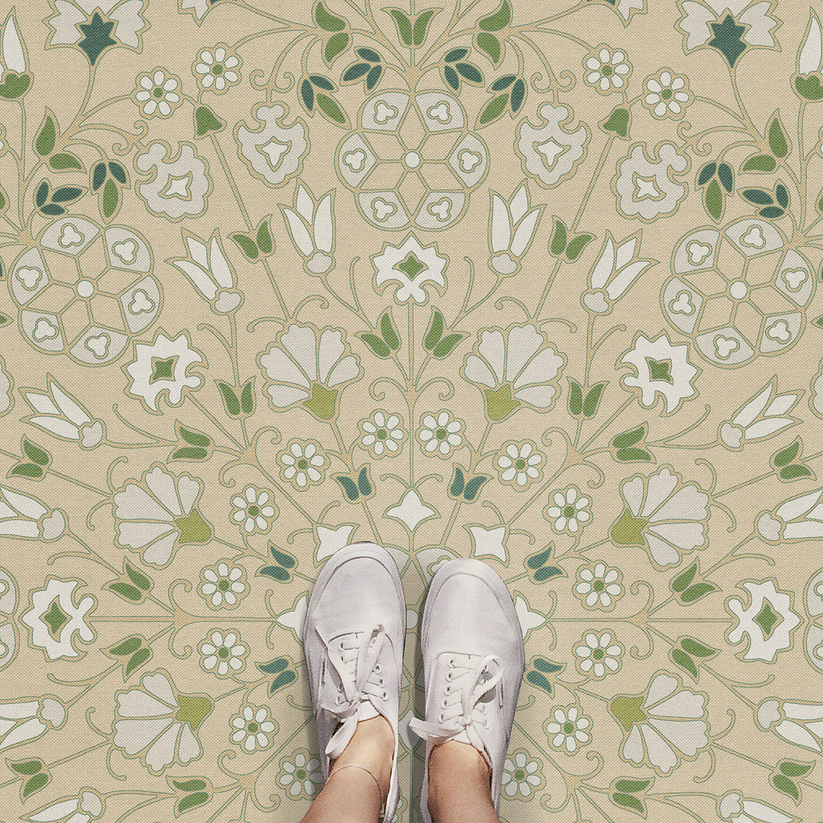 Vintage Vinyl Rug - Arabesque Bloom - Herbarium