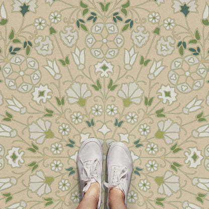 Vintage Vinyl Rug - Arabesque Bloom