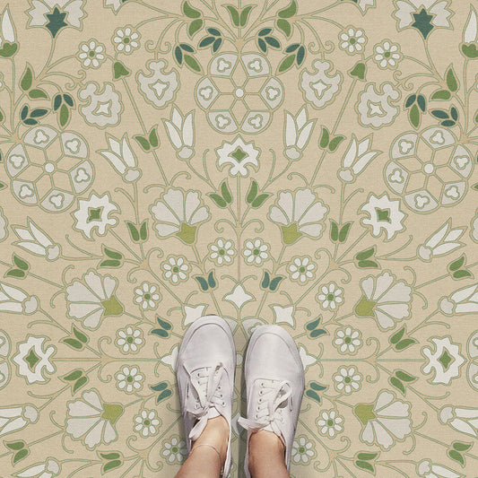 Vintage Vinyl Rug - Arabesque Bloom - Herbarium