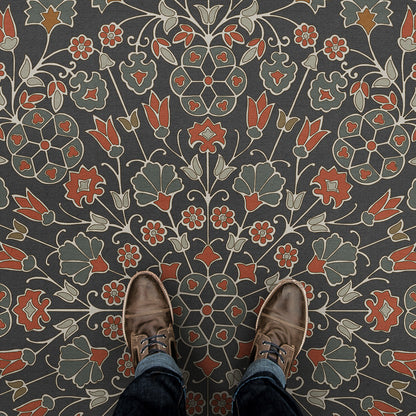 Vintage Vinyl Rug - Arabesque Bloom