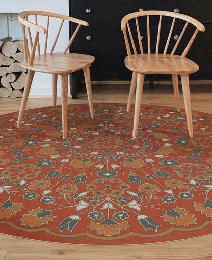 Vintage Vinyl Rug - Arabesque Bloom