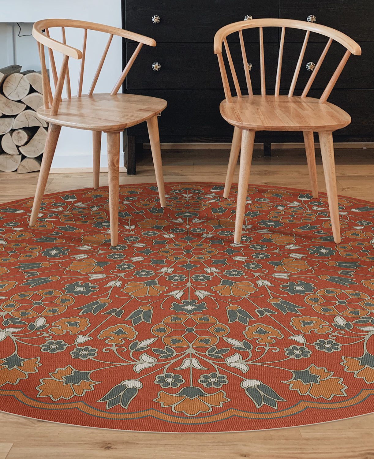 Vintage Vinyl Rug - Arabesque Bloom