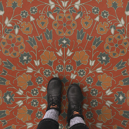 Vintage Vinyl Rug - Arabesque Bloom