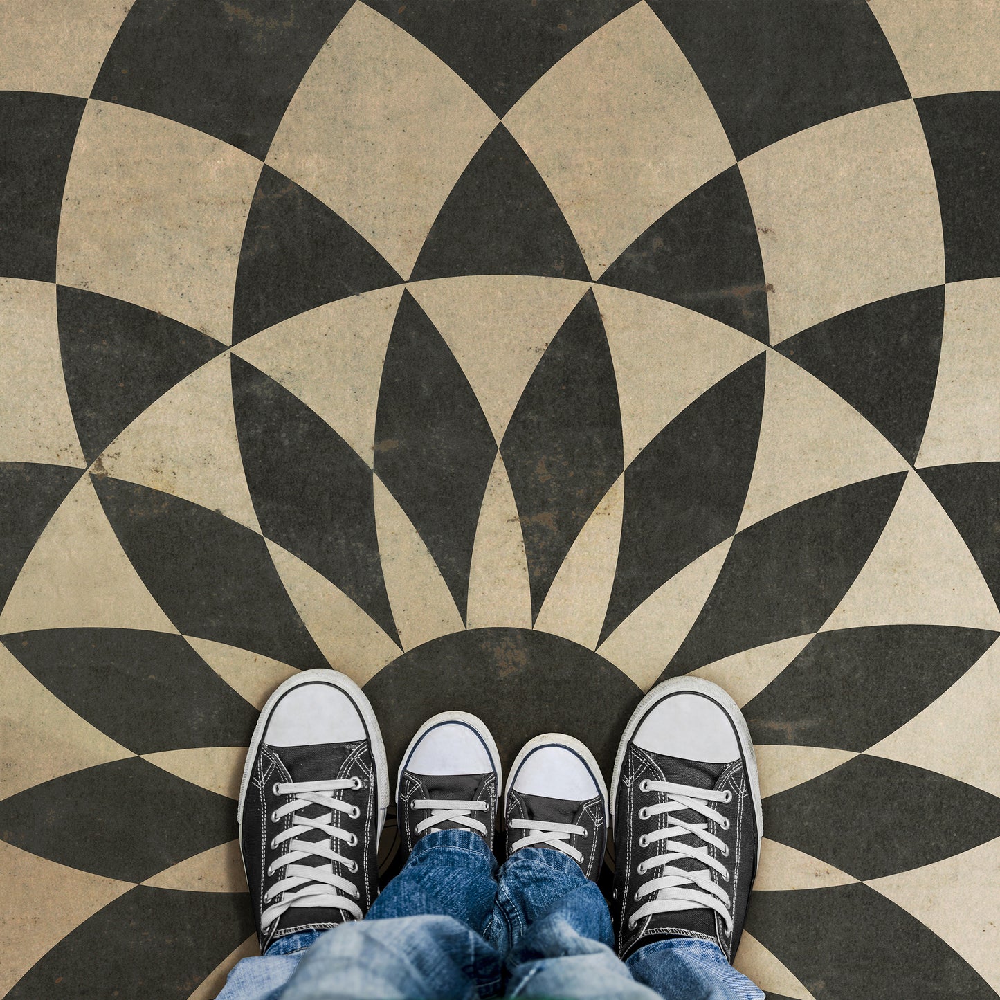 Vintage Vinyl Rug - Pattern 1 - We're all Mad Here