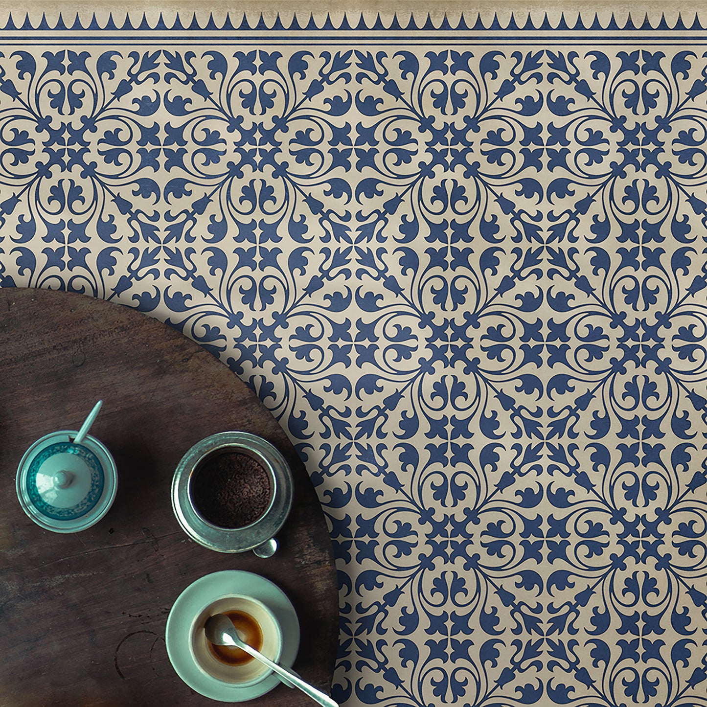 Vintage Vinyl Rug - Pattern 21 - Mad Hatter Tea Party