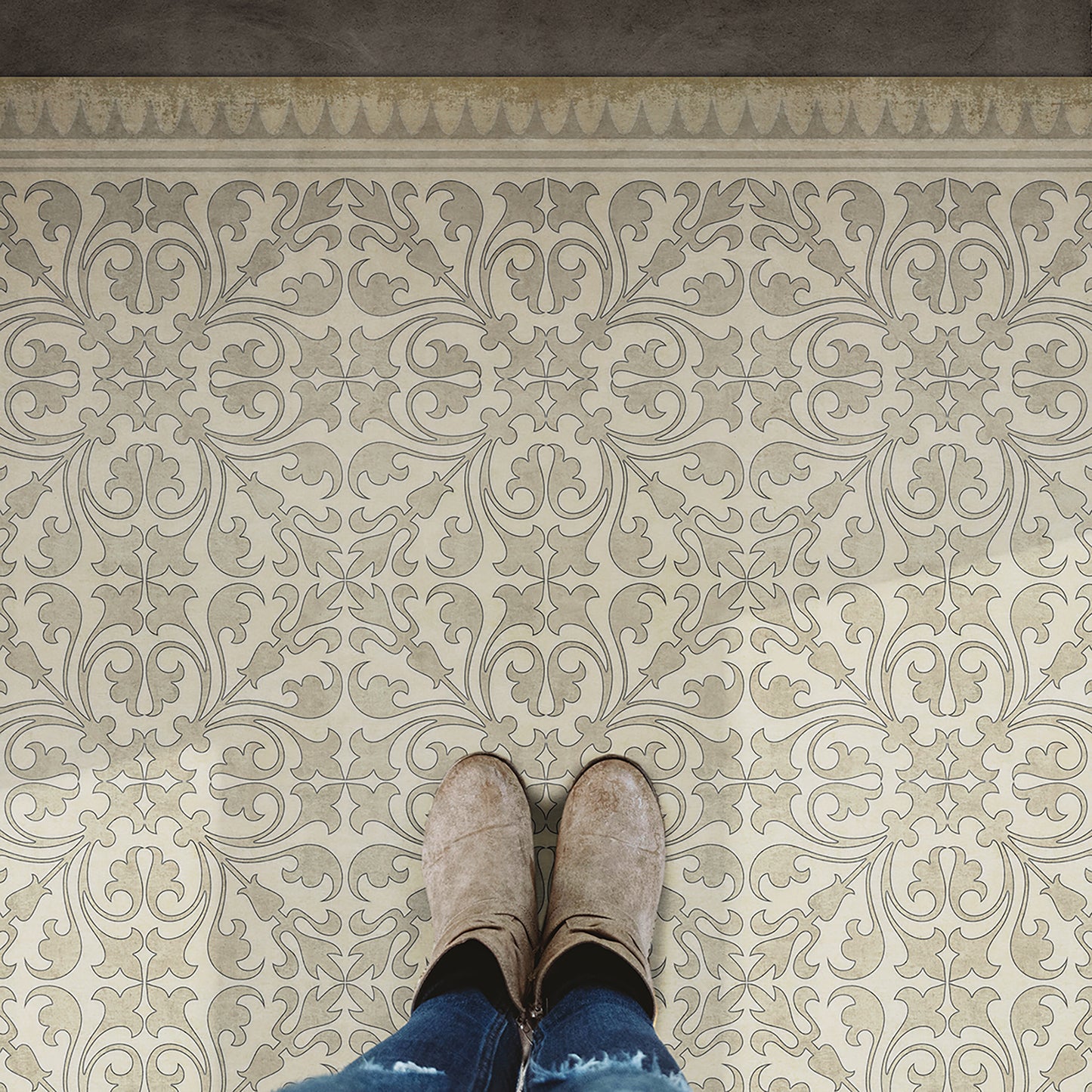 Vintage Vinyl Rug - Pattern 21 - the White Rabbit