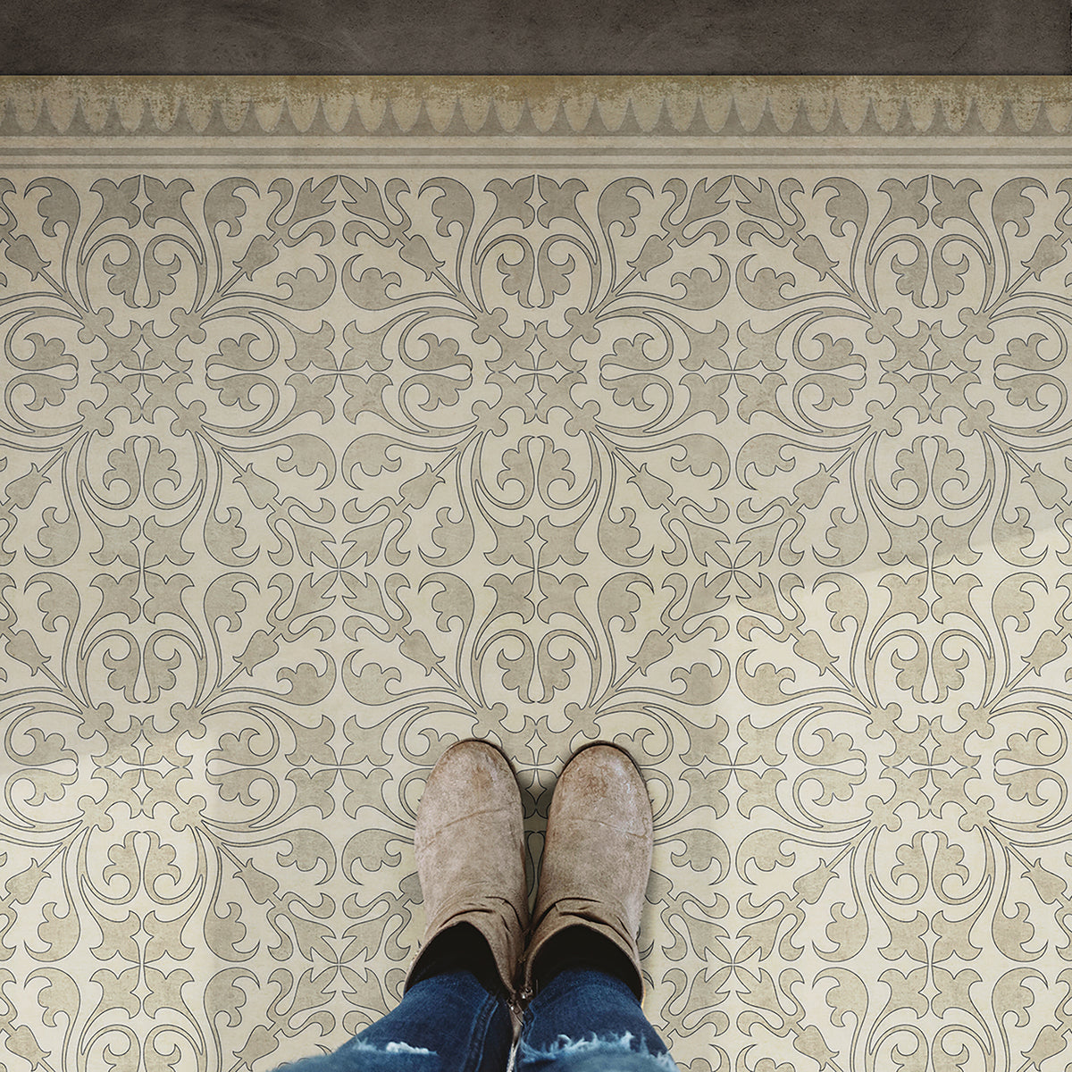 Vintage Vinyl Rug - Pattern 21 - the White Rabbit
