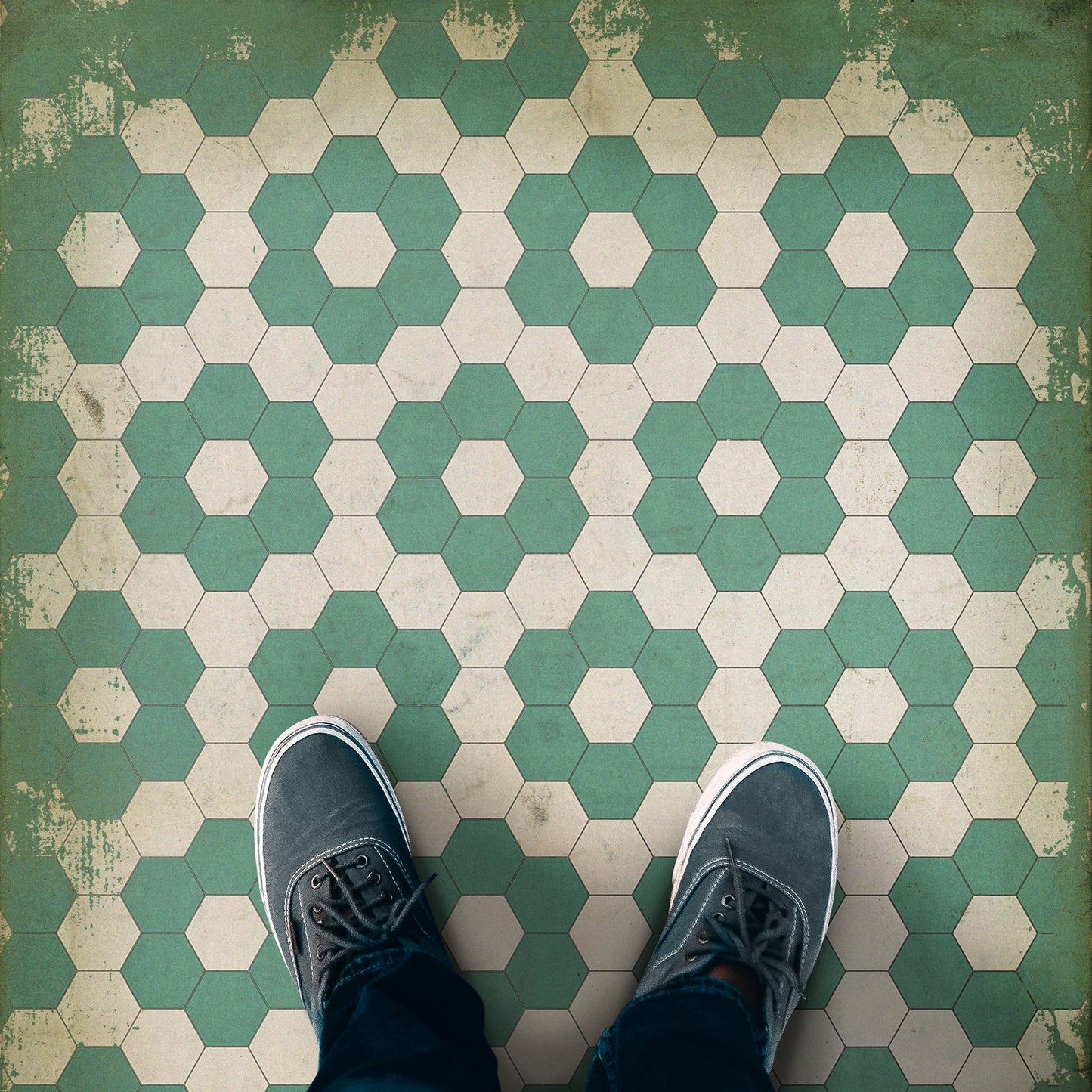 Vintage Vinyl Rug - Pattern 2 - Water Lilies
