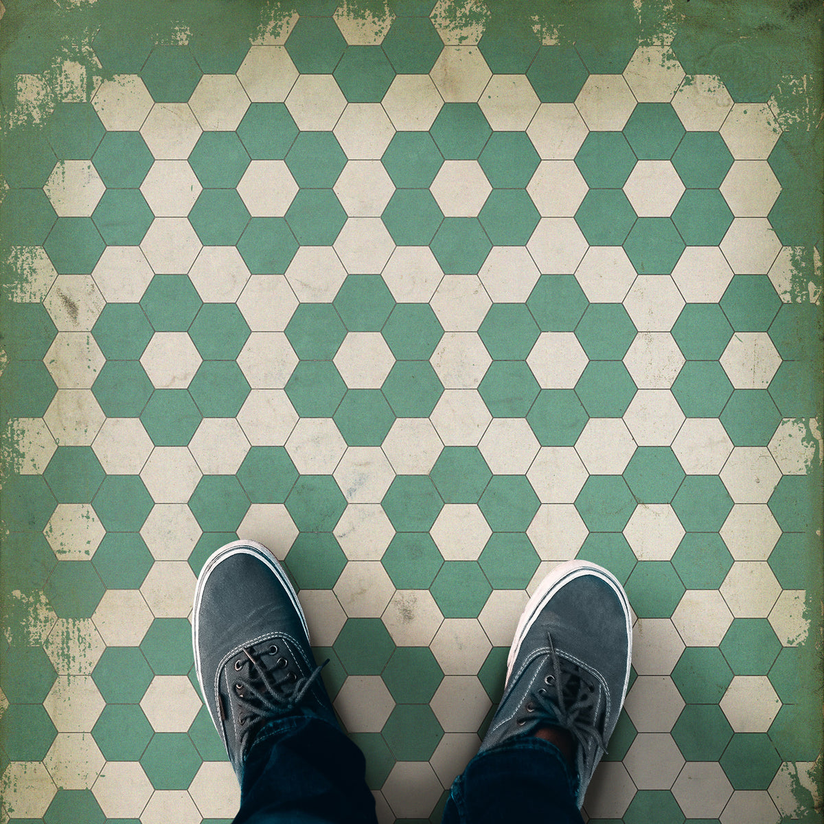 Vintage Vinyl Rug - Pattern 2 - Water Lilies