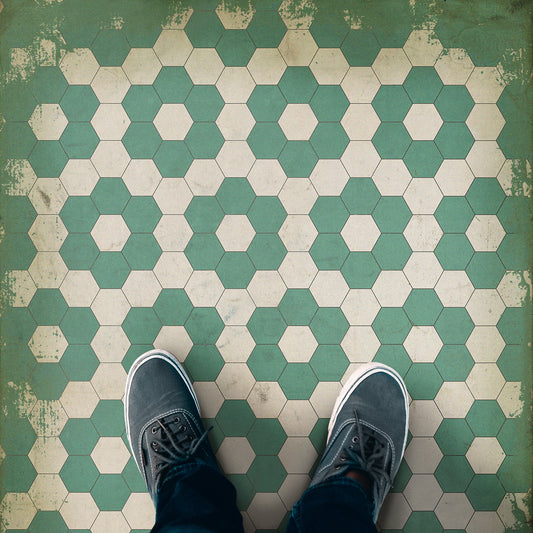 Vintage Vinyl Rug - Pattern 2 - Water Lilies