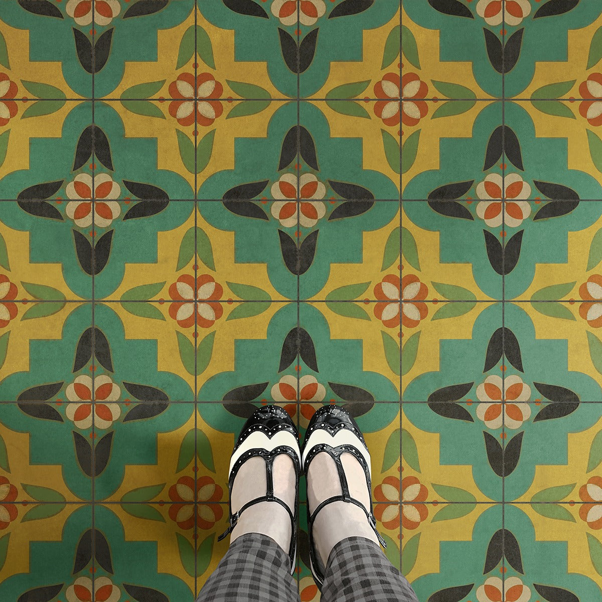 Vintage Vinyl Rug - Pattern 33 - Ballyhoo