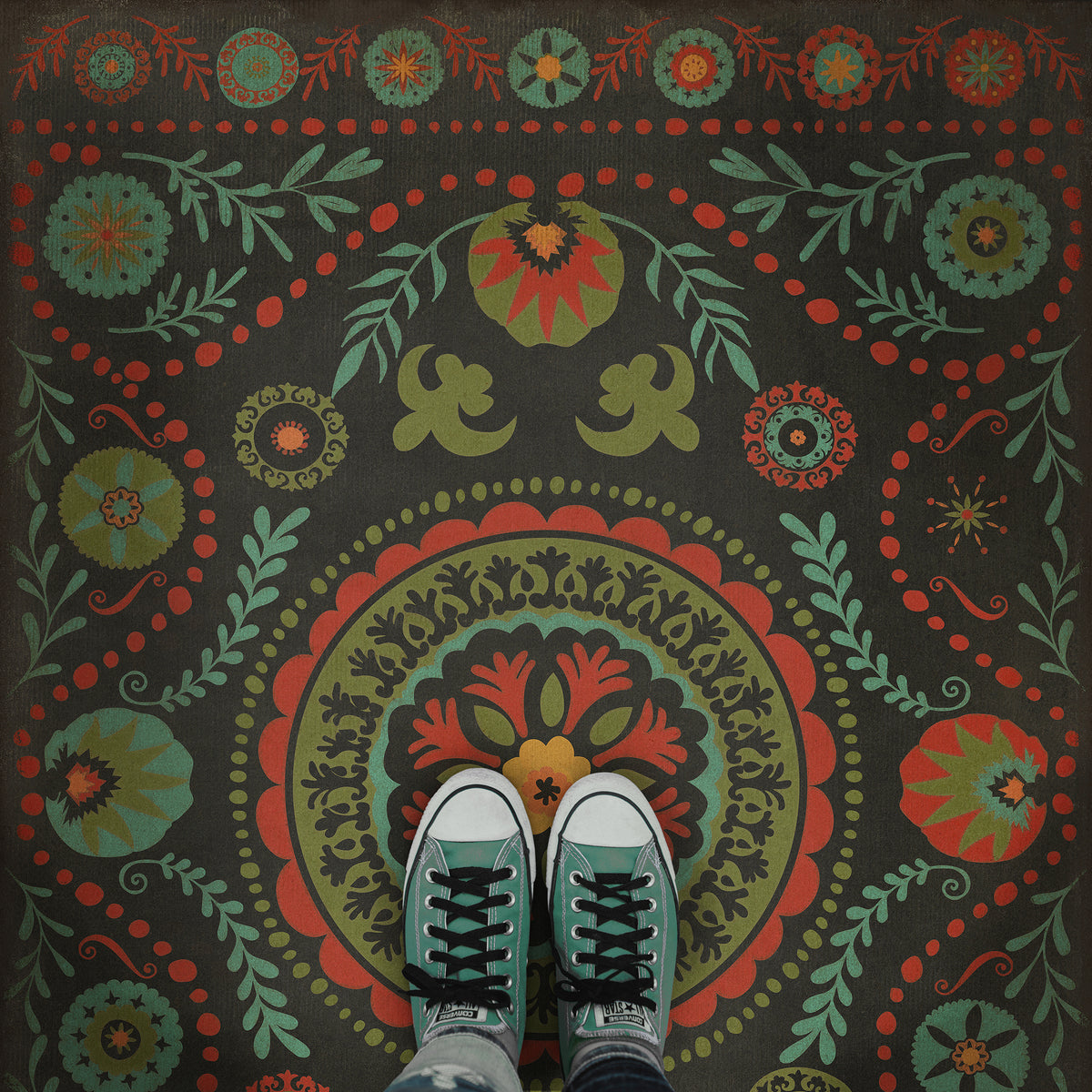 Vintage Vinyl Rug - Pattern 38 - State of Mind