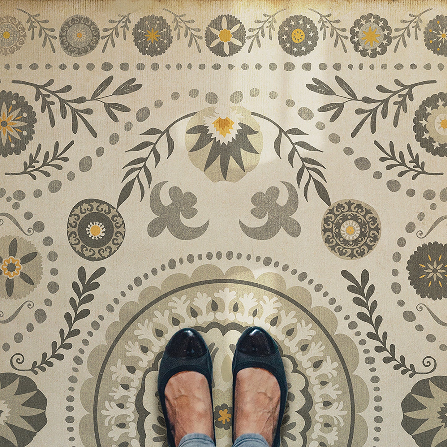 Vintage Vinyl Rug - Pattern 38 - Je Pense
