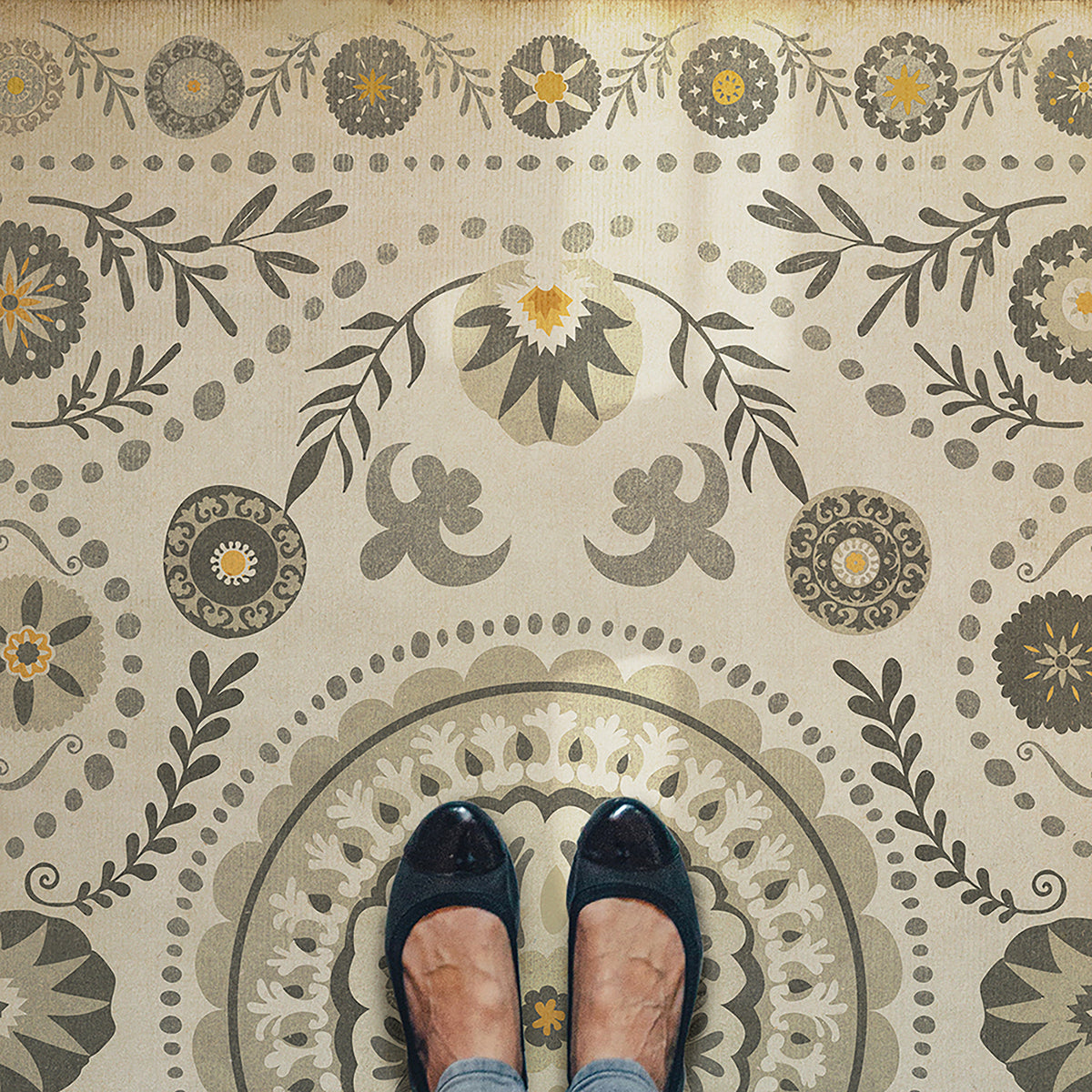Vintage Vinyl Rug - Pattern 38 - Je Pense