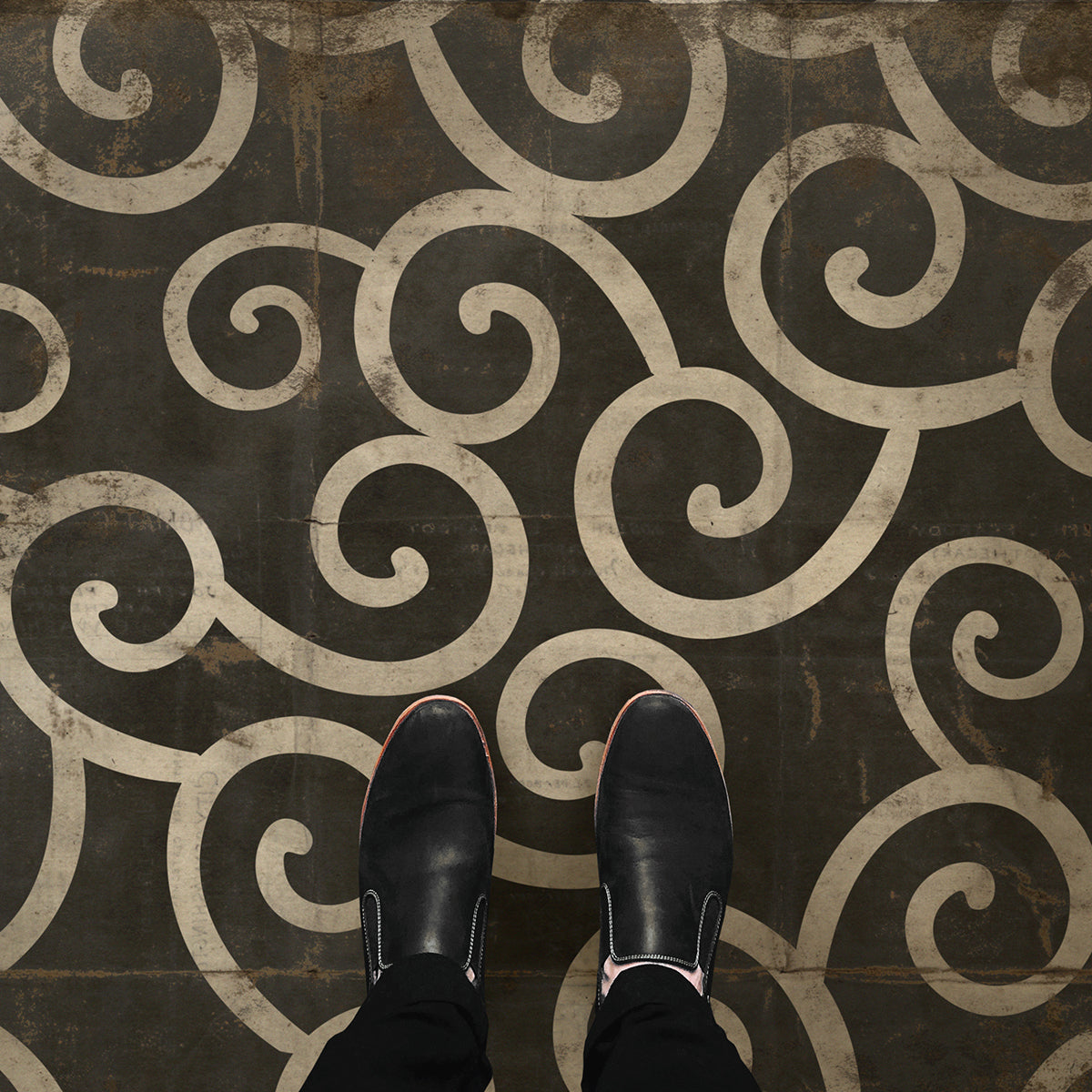 Vintage Vinyl Rug - Pattern 4 - It was a Dark and Stormy Night