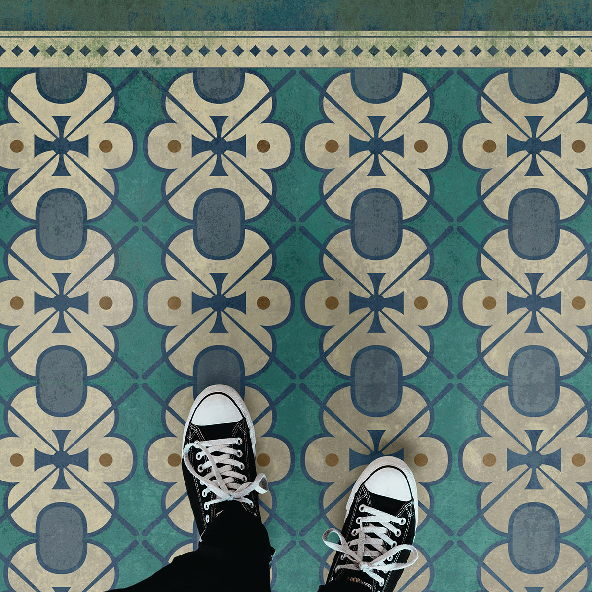Vintage Vinyl Rug - Pattern 5 - Mrs Hudson