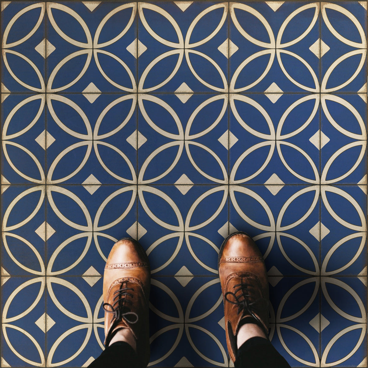 Vintage Vinyl Rug - Pattern 70 - Dress Blues