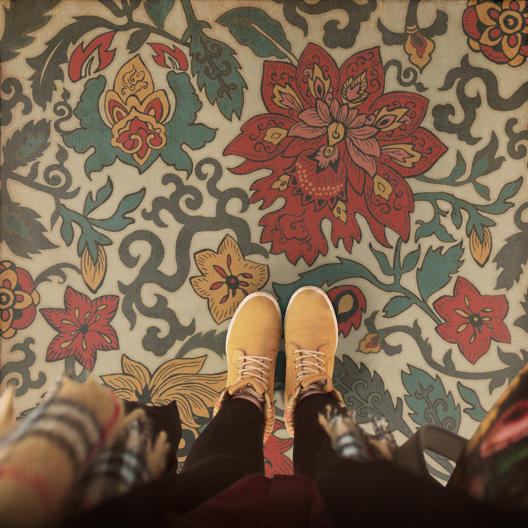 Vintage Vinyl Rug - Pattern 71 - Pacific Ring of Fire