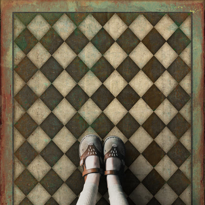 Vintage Vinyl Rug - Pattern 9 - Checkmate