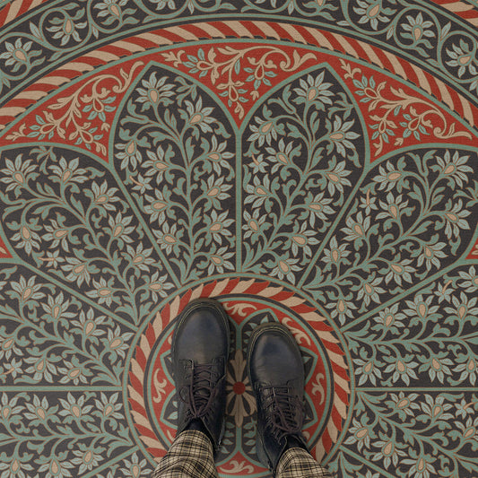 Vintage Vinyl Rug - Estate Tracery - Evening Loggia