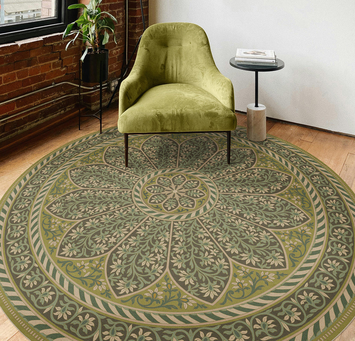 Vintage Vinyl Rug - Estate Tracery - Fernwater