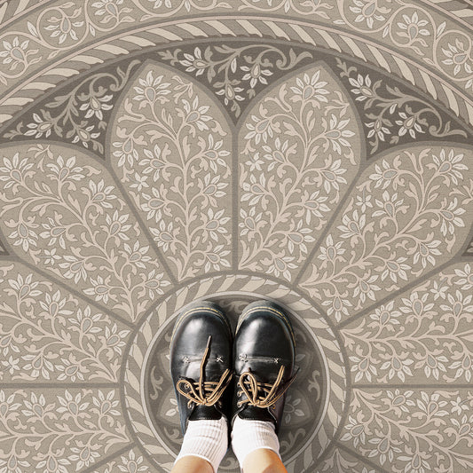 Vintage Vinyl Rug - Estate Tracery - Ivory Mist