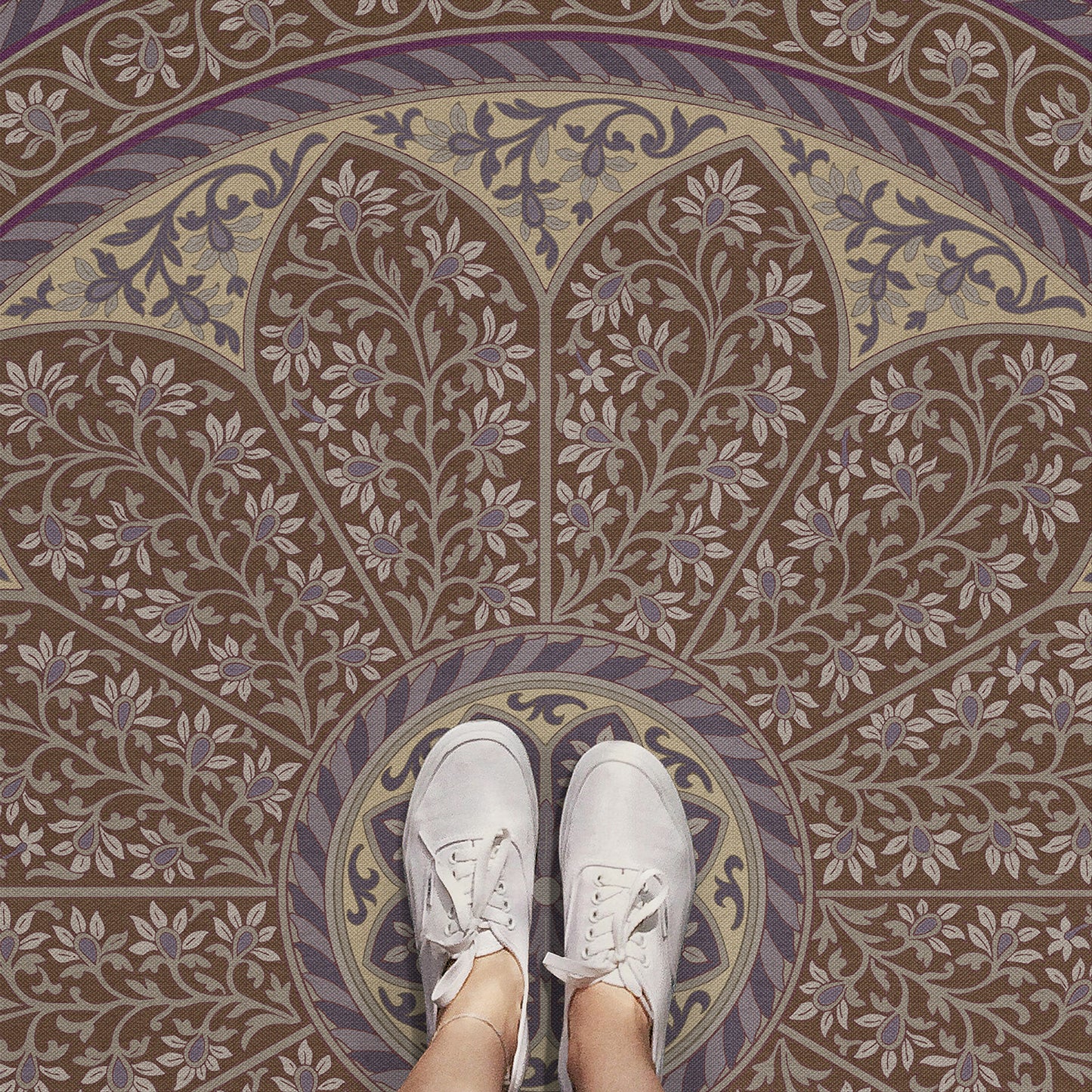 Vintage Vinyl Rug - Estate Tracery - Wisteria Room