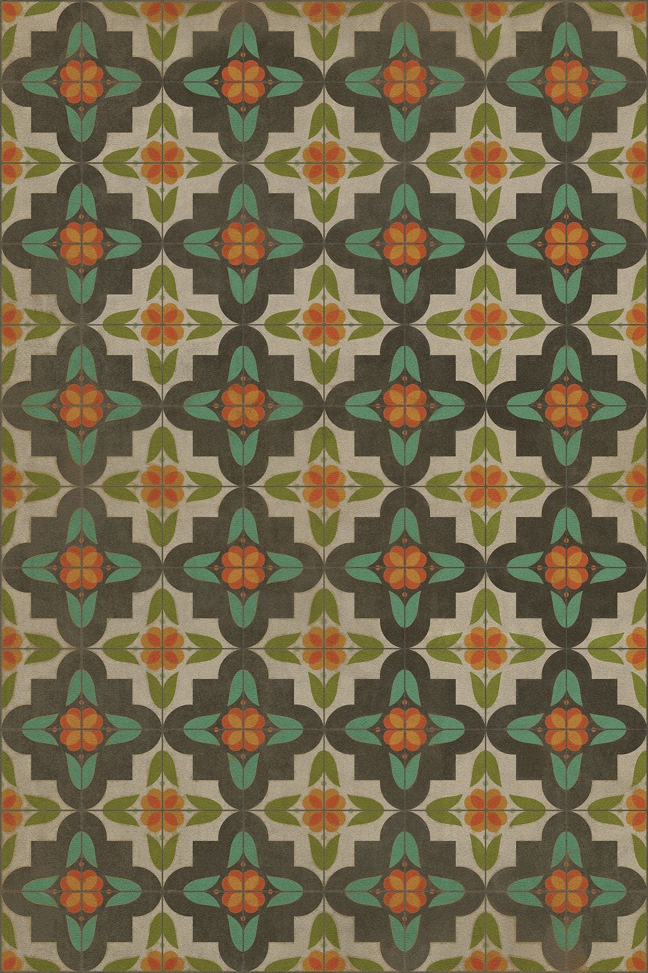 Vintage Vinyl Rug - Pattern 33 - Anna's Garden