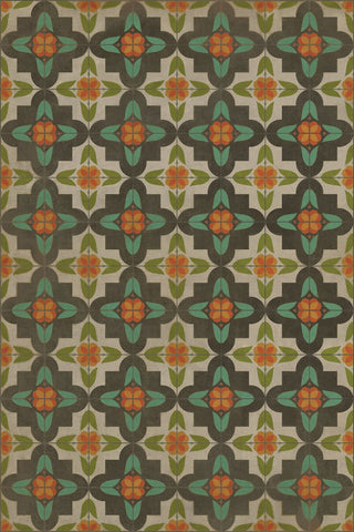 Vintage Vinyl Rug - Pattern 33 - Anna's Garden