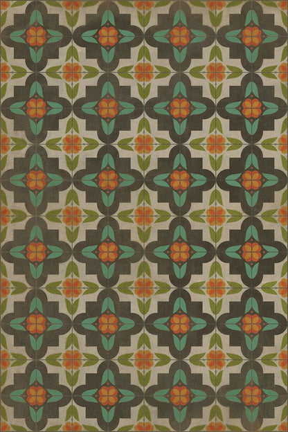 Vintage Vinyl Rug - Pattern 33 - Anna's Garden